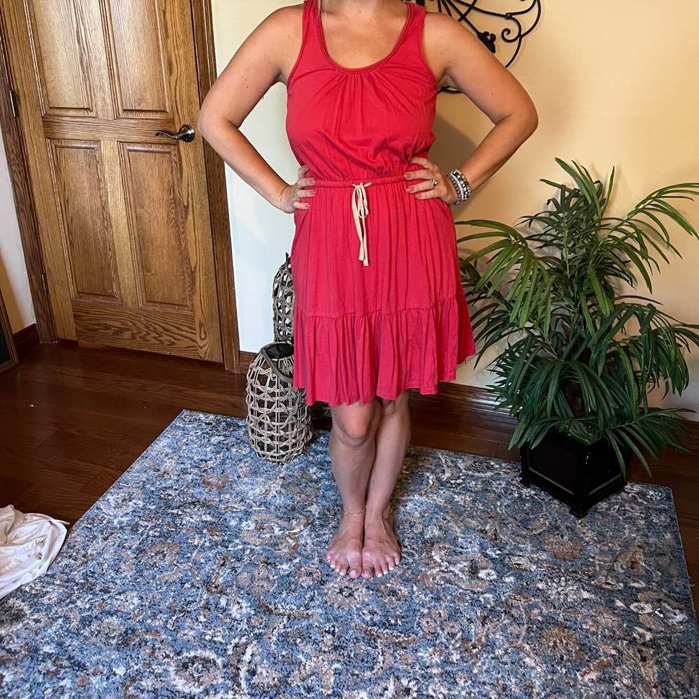 Red elastic waist LOFT dress